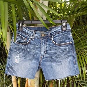 Armani Exchange Distressed Denim Shorts